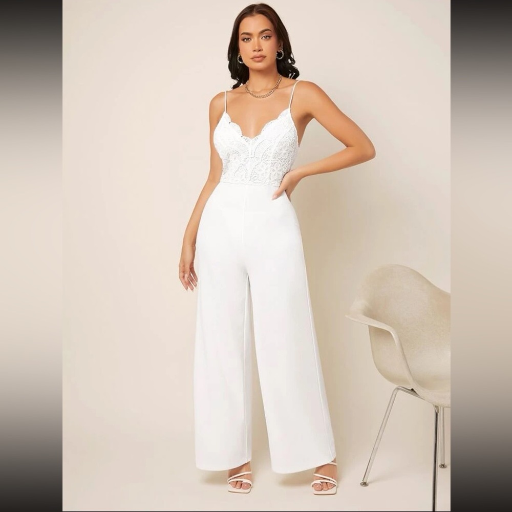 White romper with lace top never worn